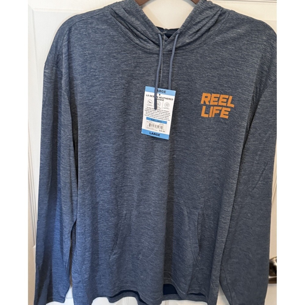 Reel Life Fishing Long Sleeve Paddle Club Destin Pullover Hoodie Shirt Sz L NWT - Picture 3 of 9